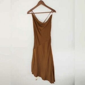 Vintage Narcissist 100% Silk Midi Dress Cowl Drape Rich Chocolate size 8